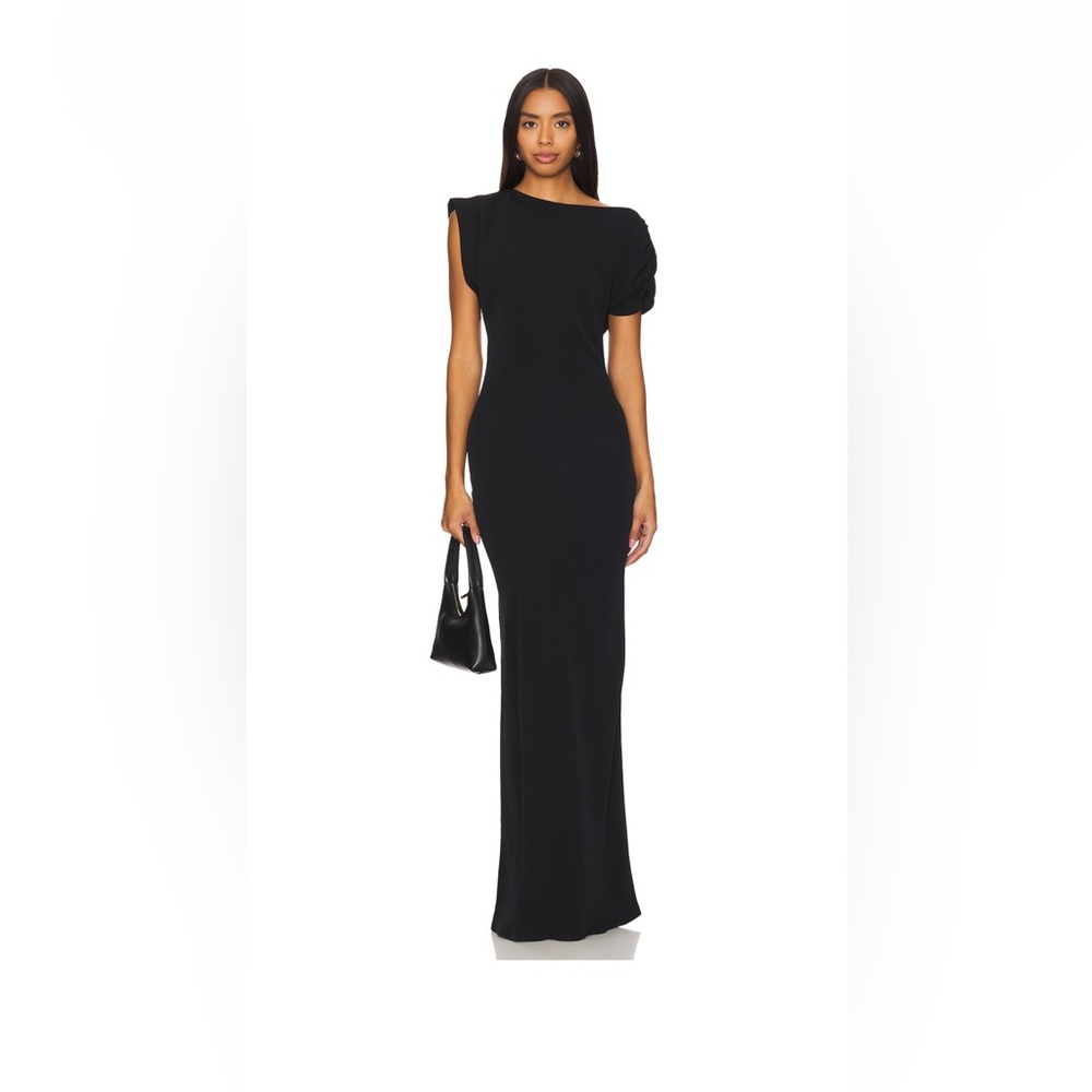 Amanda Uprichard Black One-Shoulder Dress Elroy Maxi Dress
